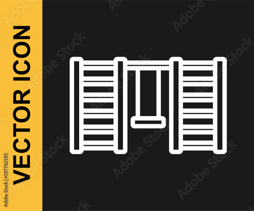 White line Wooden Swedish wall icon isolated on black background. Swedish stairs. Vector
