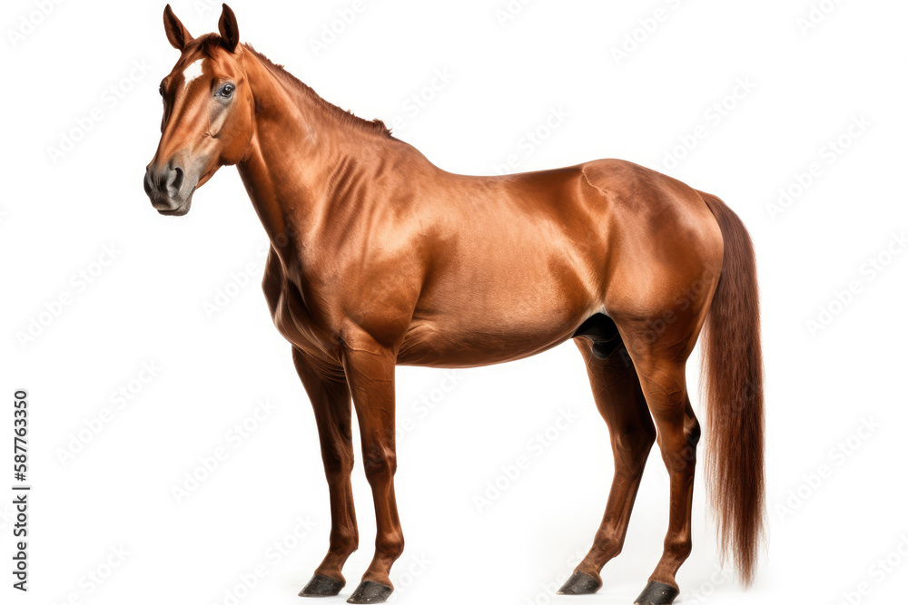 Quarter Horse Horse On White Background. Generative AI Quarter Horse Horse On White Background. Generative AI