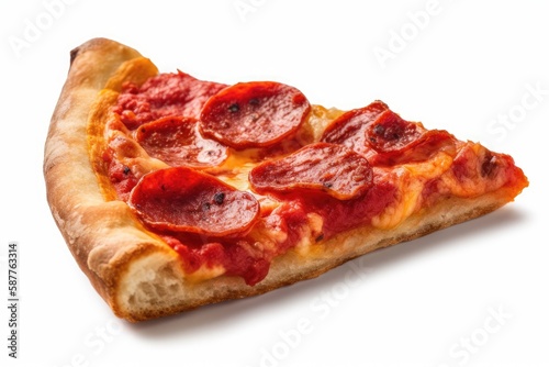 Neapolitan Pizza Slice On A White Background. Generative AI