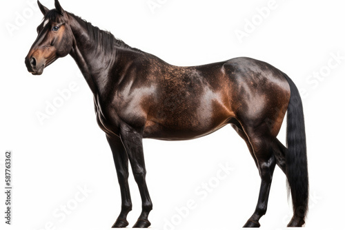 Standardbred Horse On White Background. Generative AI