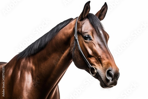 Thoroughbred Horse On White Background. Generative AI