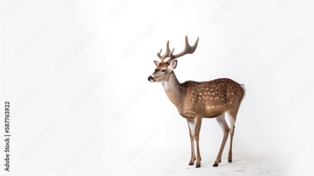 animal on the white Background a Deer generative ai