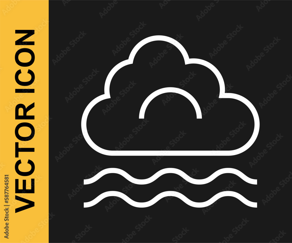 White line Fog and cloud icon isolated on black background. Vector White line Fog and cloud icon isolated on black background. Vector