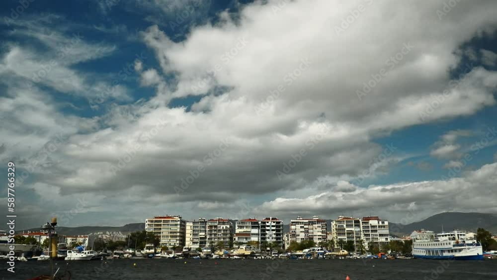 clouds moving across the sky in fast forward. cloudy sky. Cloud landscape. Various cloud layers move in different directions at altitude.