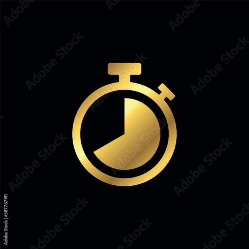 Gold Color Stopwatch Icon Vector Template 