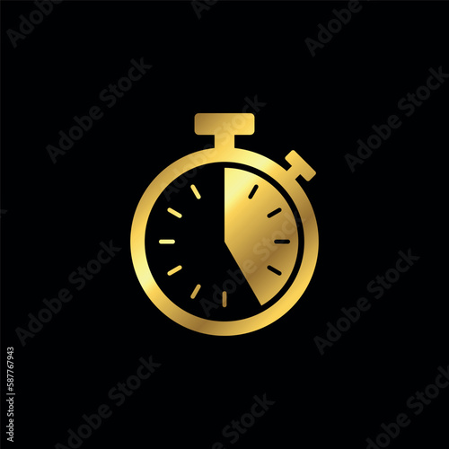 Gold Color Stopwatch Icon Vector Template	