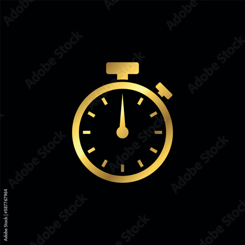 Gold Color Stopwatch Icon Vector Template	