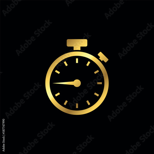 Gold Color Stopwatch Icon Vector Template 