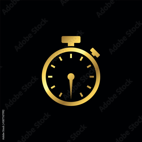 Gold Color Stopwatch Icon Vector Template	