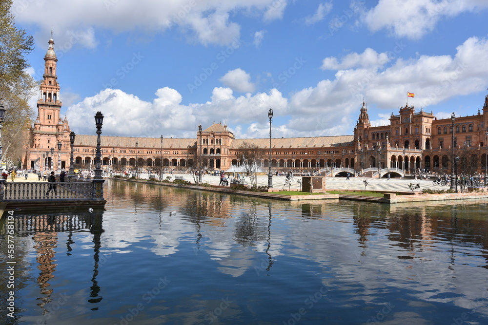 Obraz premium Spanish square in Seville in Maria Luisa Park, Europe, Andalusia, history
