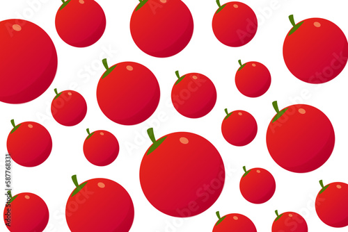 Cherry tomato pattern. Tomato vector seamless pattern