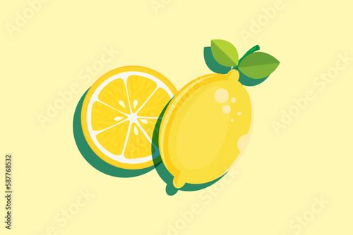 Yellow lemon summer background.Seamless vector pattern with lemons