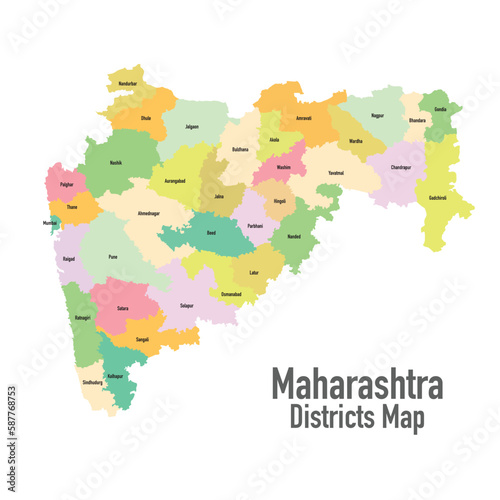 Canvas Print Vector illustration of Maharastra District map