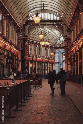 Empty market hall in Christmastime