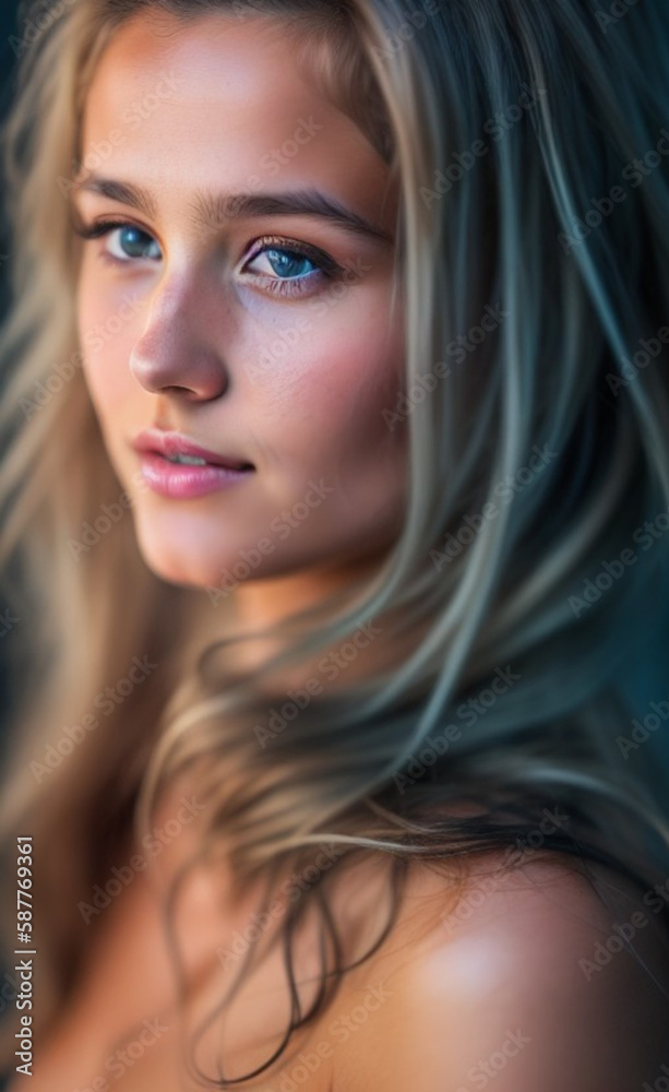 Side profile close-up of a beautiful young woman Side profile close-up of a beautiful young woman