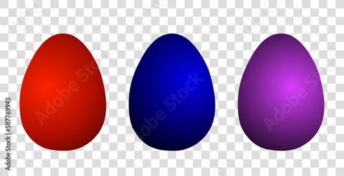Easter eggs set isolated on white background, colorful gradient. Happy easter. Vector illustration