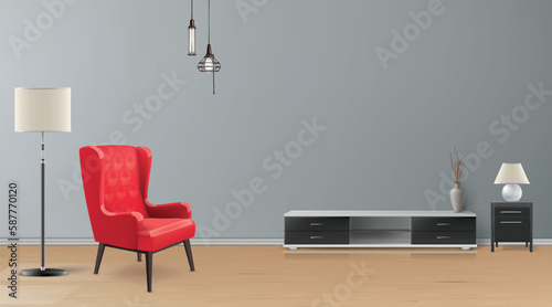 3d interior design vector illustration