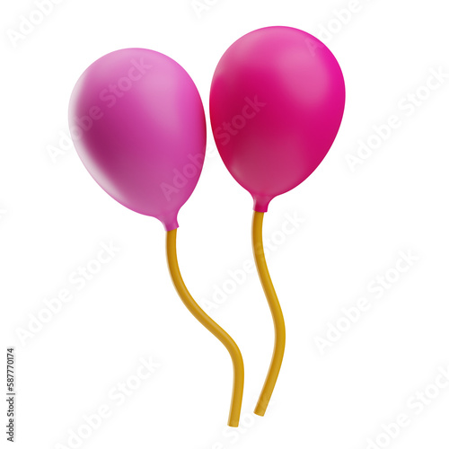 Icon balloons Birthday Party 3D Illustration