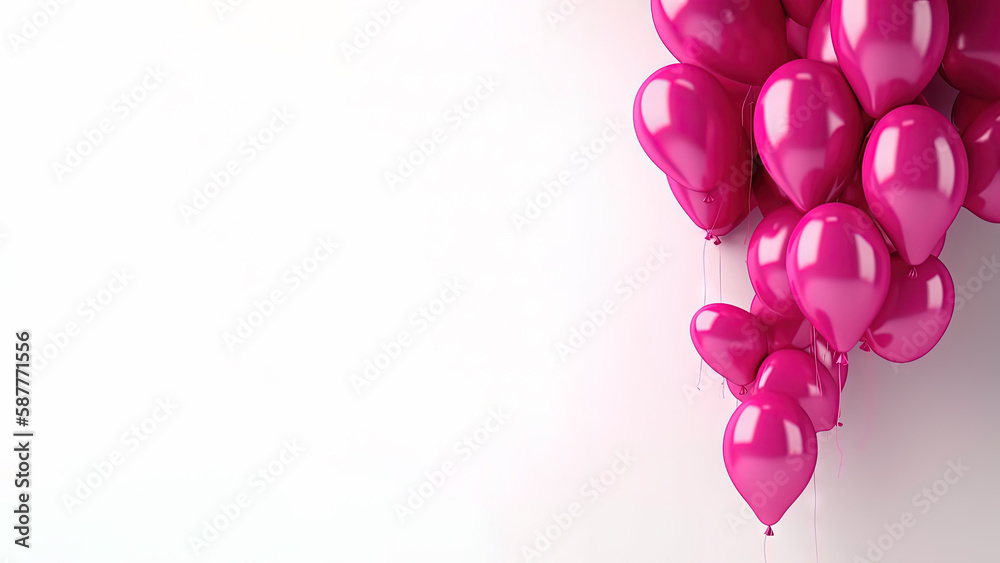 Viva magenta balloons minimal creative on bright white background with copy space (AI Generated)