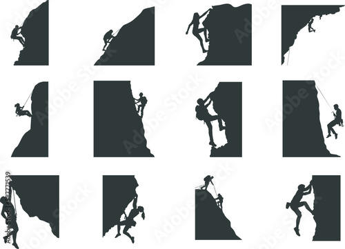 Mountain Climbing Silhouette, Mountain Climbing SVG, Mountain Climbing Vector