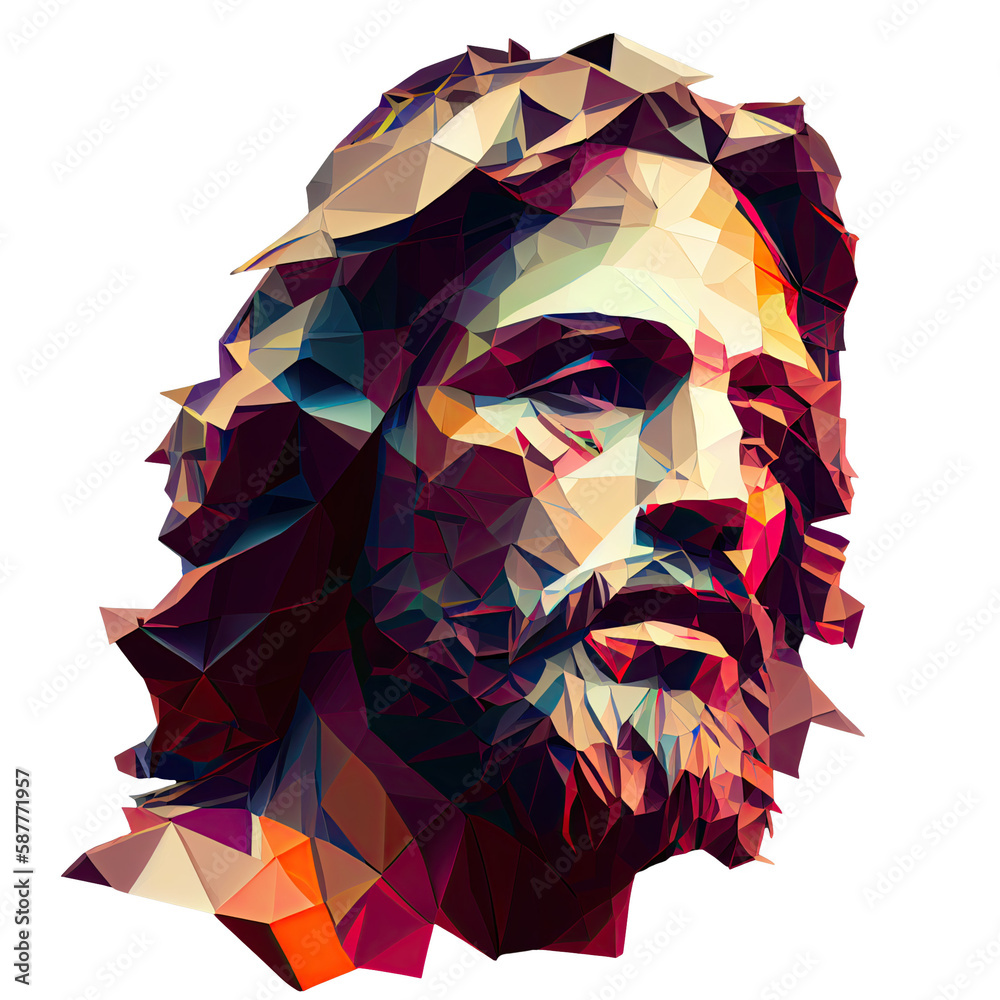 Statue portrait of Jesus Christ Easter in low poly style polygon ...