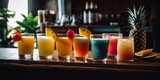Fresh cocktails and tropical juice drinks. Generative ai
