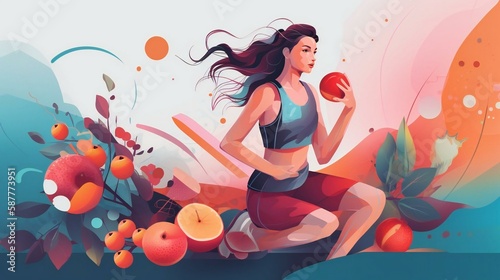 Illustration that captures the essence of health and wellness in the digital age. Created using Generative AI.