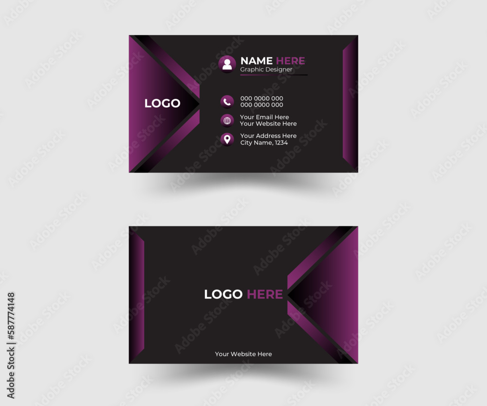 This is a unique and simple business card design. Which a person uses to present his personal identity in front of people. Decorated with gradient color combination.