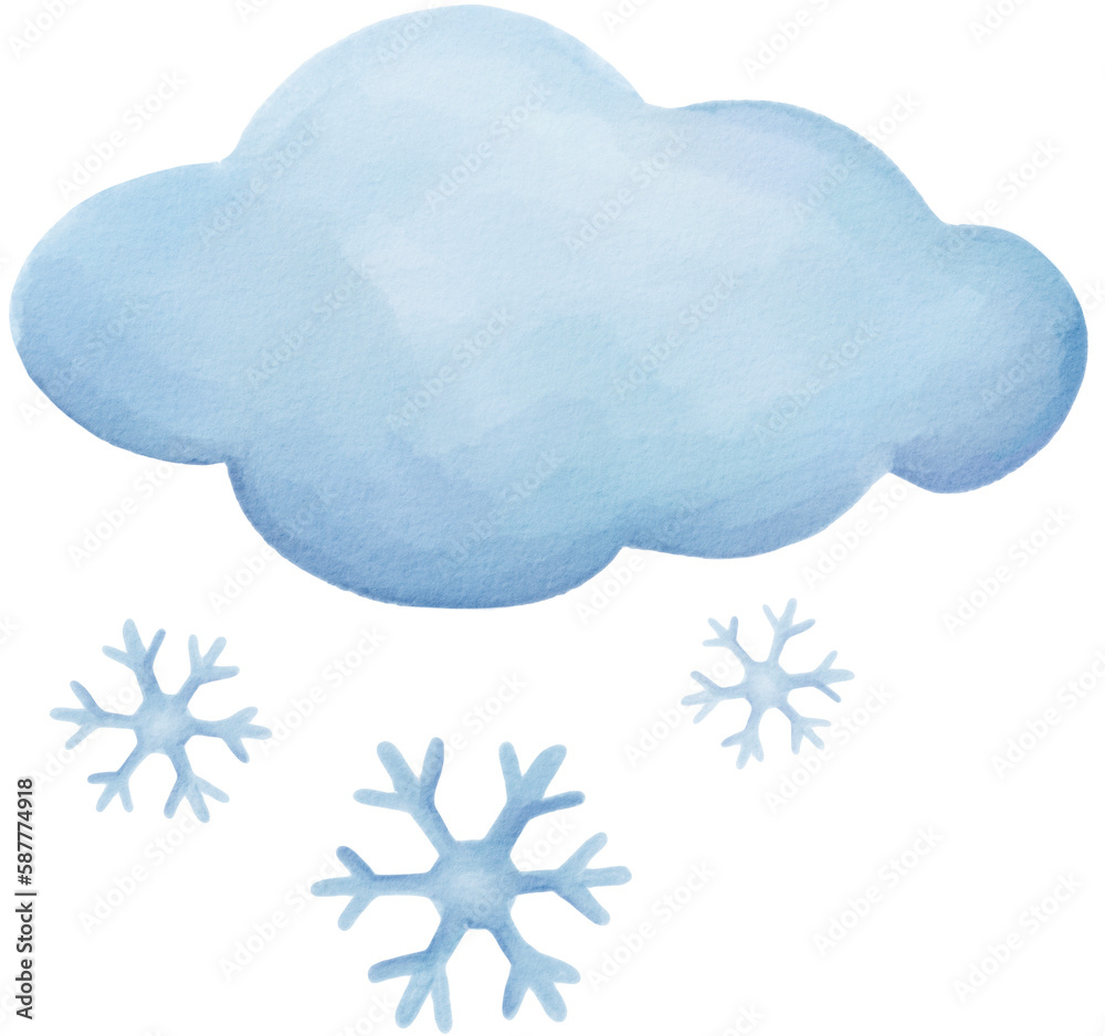 clound with snowflake weather watercolor png Stock Illustration | Adobe ...