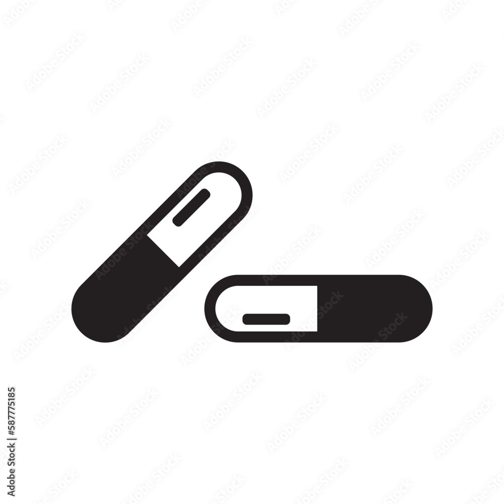 Medicine pill vector icon. Medical capsule flat sign design. Capsule pill symbol pictogram. UX UI icon Medicine pill vector icon. Medical capsule flat sign design. Capsule pill symbol pictogram. UX UI icon