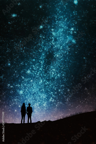 Two People Gazing at the Cosmos Generative AI © Adam