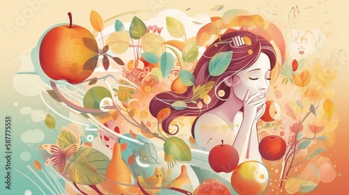 Illustration that captures the essence of health and wellness in the digital age. Created using Generative AI. © Ken