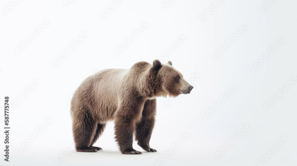 Fototapeta premium animal on the white Background a Brown Bear generative ai
