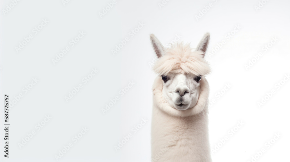 Fototapeta premium animal on the white Background an Alpaca generative ai
