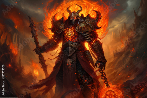 Ruler of the Underworld and hell - a powerful leader of the dark realm. Fiery Lord - a cruel creature, commanding an army. Dark Master - a sinister figure, controlling shadows and darkness. 3D art