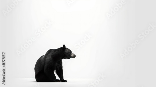 animal on the white Background a Black Bear generative ai