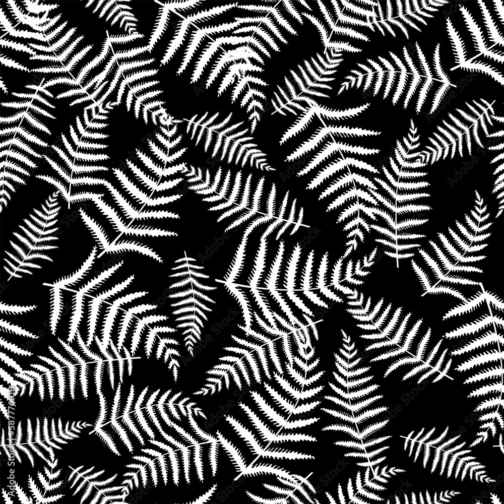 Seamless pattern with fern leaves on black Seamless pattern with fern leaves on black