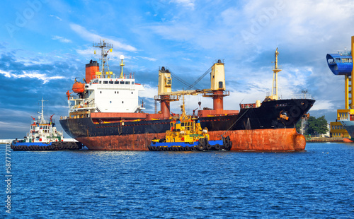 Bulk carrier for transportation of wheat in the waters of the port of Odessa, Ukraine