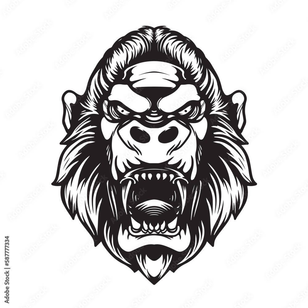 black and white ape tattoo artwork illustration black and white ape tattoo artwork illustration