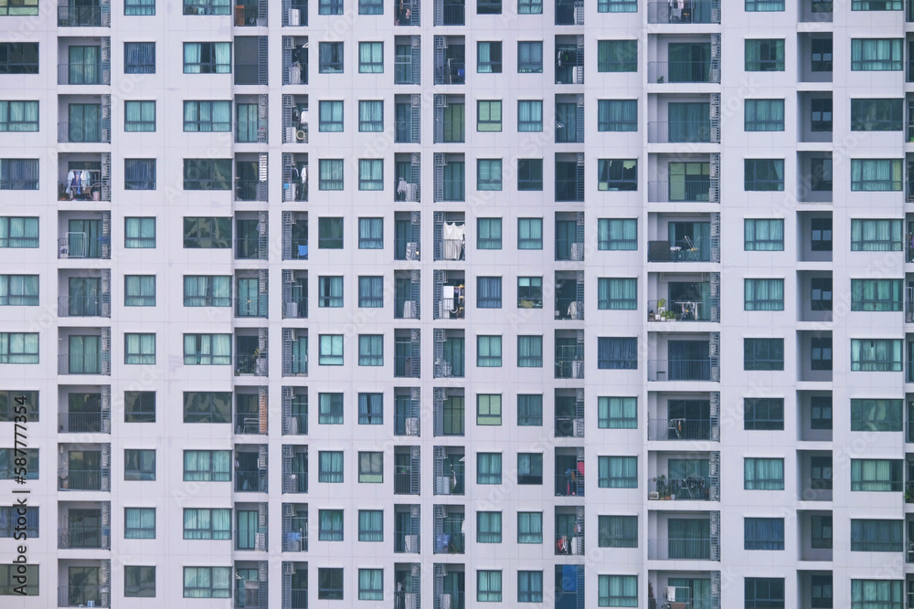 Closeup side of a tower, apartment people are living Closeup side of a tower, apartment people are living