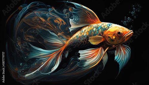 Abstract Coy Fish in Blue Waters