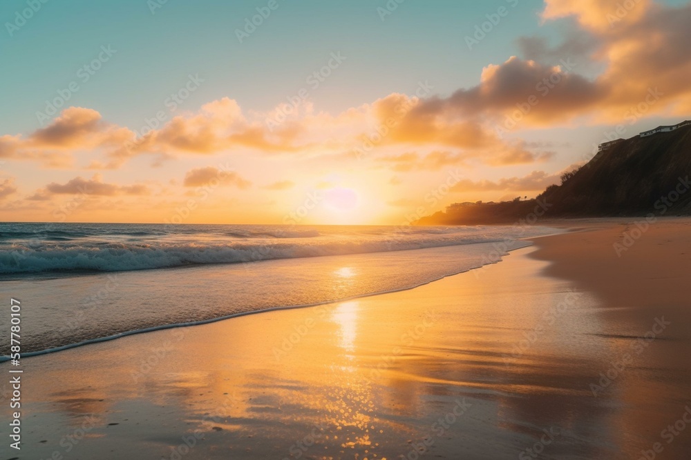  golden hour in the beach Generative AI