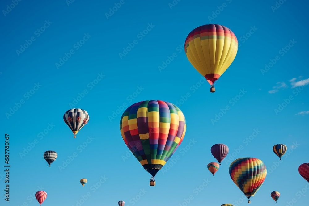 Fototapeta premium air balloons, blue sky, summer Generative AI