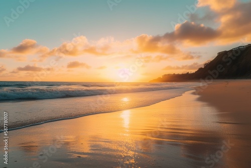 golden hour in the beach Generative AI