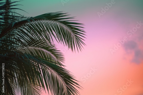  green palm  pink sky Generative AI
