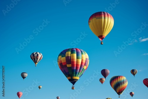  air balloons, blue sky, summer Generative AI