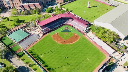 Aerial view of a baseball field.