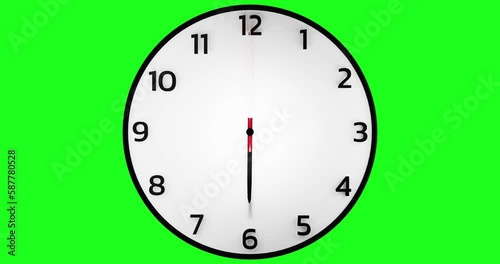 A circle clock timelapse running over green screen
