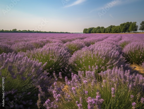 Beautiful lavender field at sunset in Provence, France