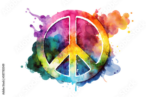 Fototapeta the peace sign in style of aquarelle on transparent background, ai generated